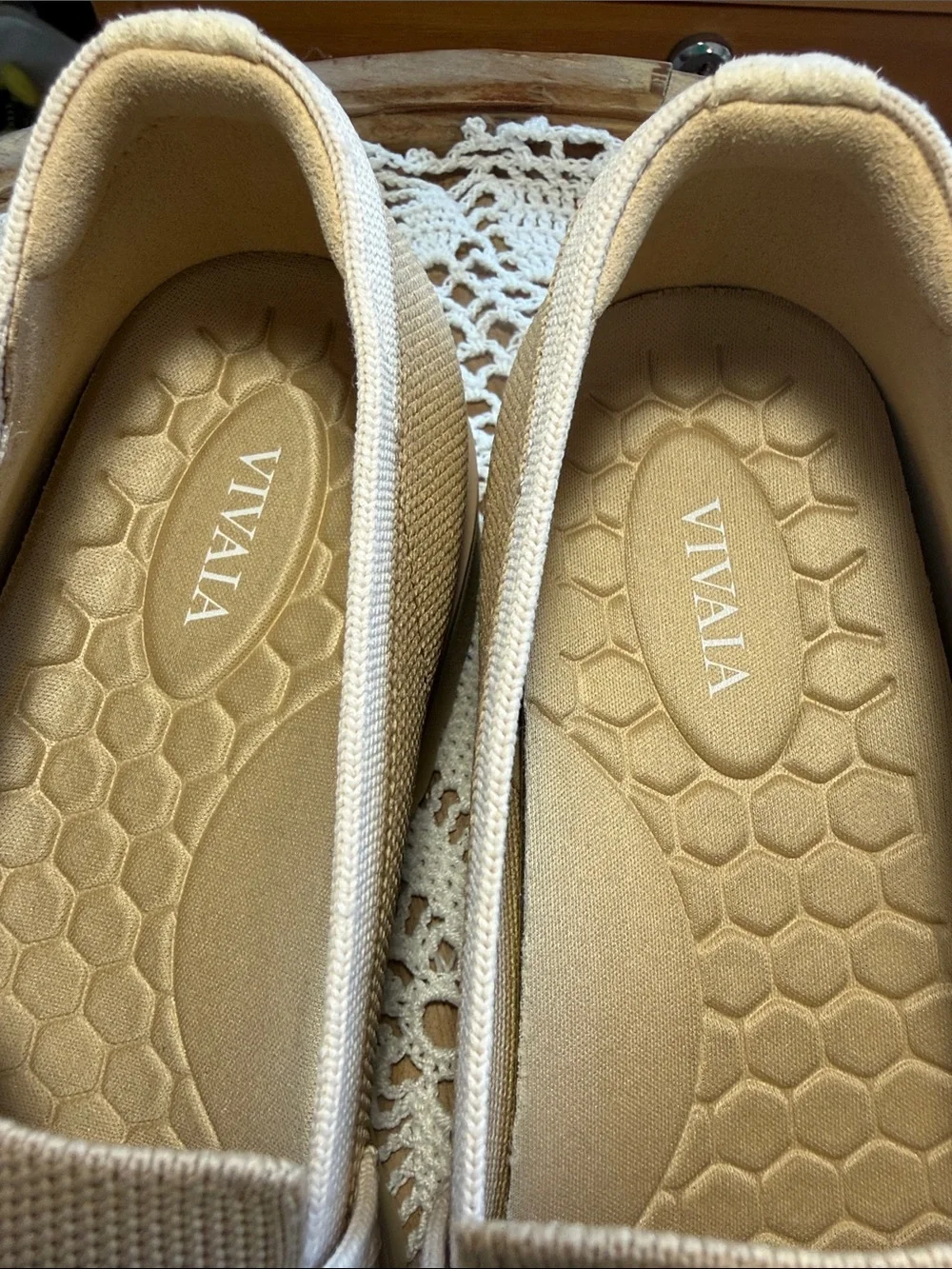 Vivaia Women’s Neutral Beige Loafers - Slip-On Knit Flats Size 38